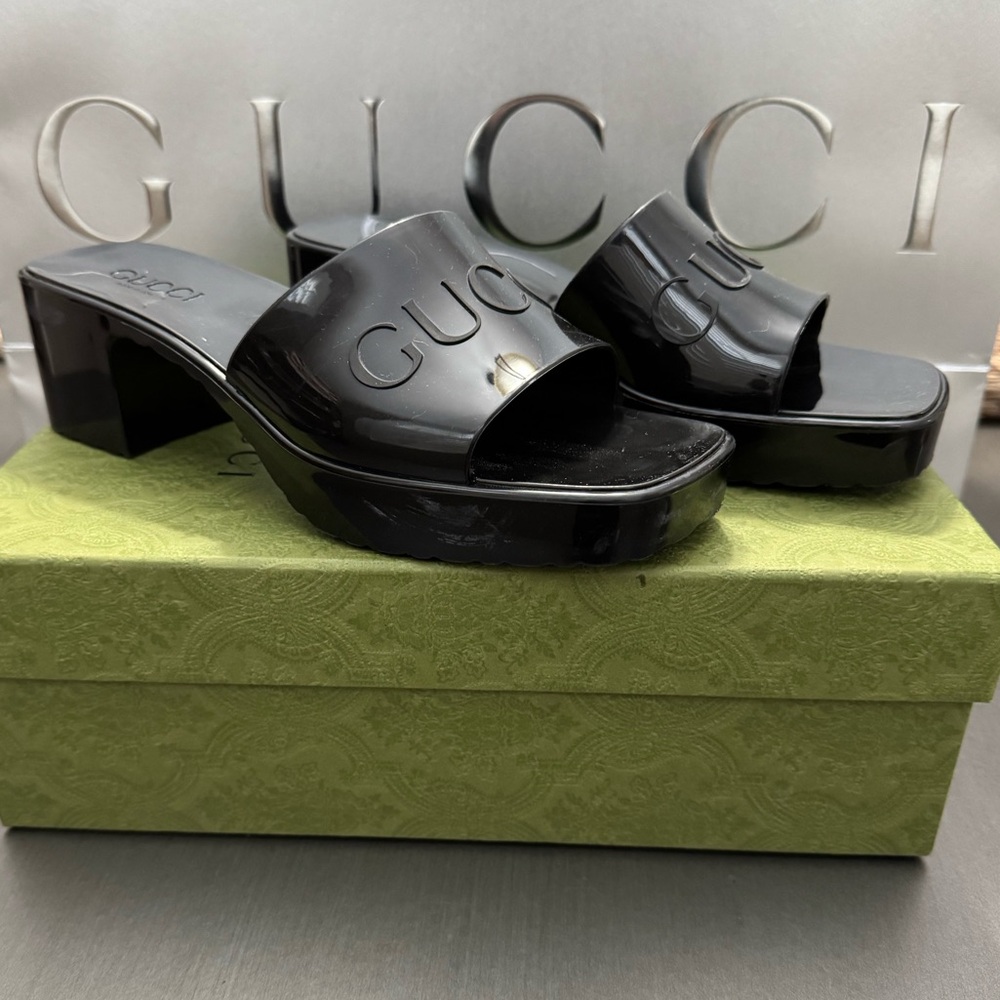 Gucci Women's Black Rubber Mules